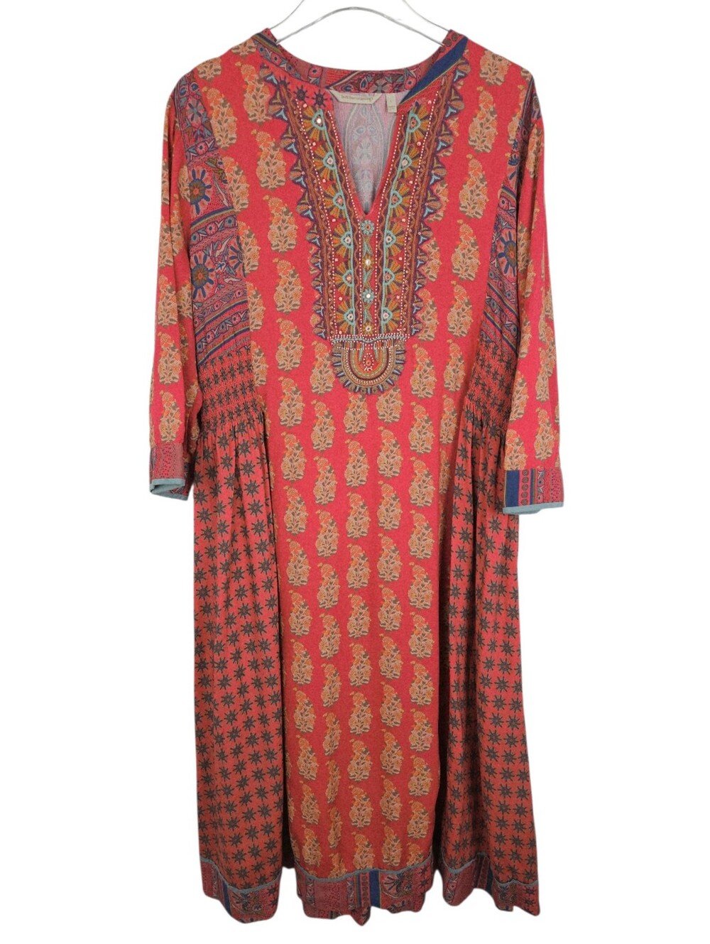 Soft Surroundings Boho Embroidered Beaded Dress